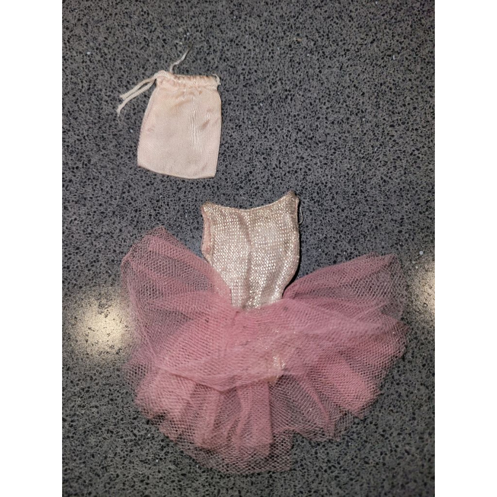 Vintage 1963 Mattel Skipper Ballerina Outfit #1905 Silver Pink Tutu + Shoe Bag